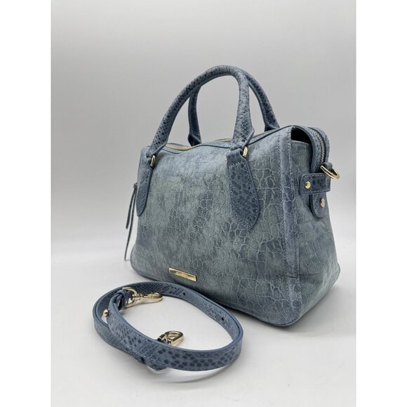 BRAHMIN Micaela Zostera leather small satchel crossbody -Bellbottom blue - Picture 5 of 15
